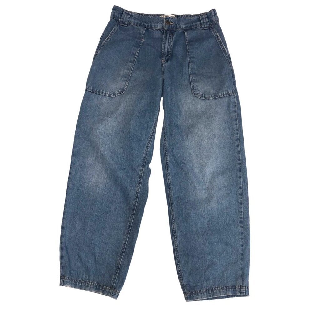 Barrel Jeans XS Low Slung Free People Maeve Oversized Trouser Wide Blue Boho